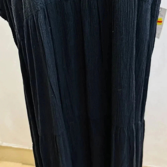 NWT SONOMA Women Short Sleeve Pullover Keyhole Neck Lined Black Maxi Dress Sz 4X - Picture 9 of 12